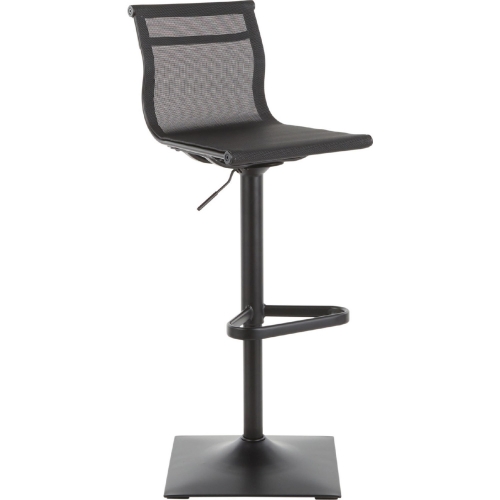 Mirage Adjustable Bar Stool in Black Mesh Fabric & Black Metal